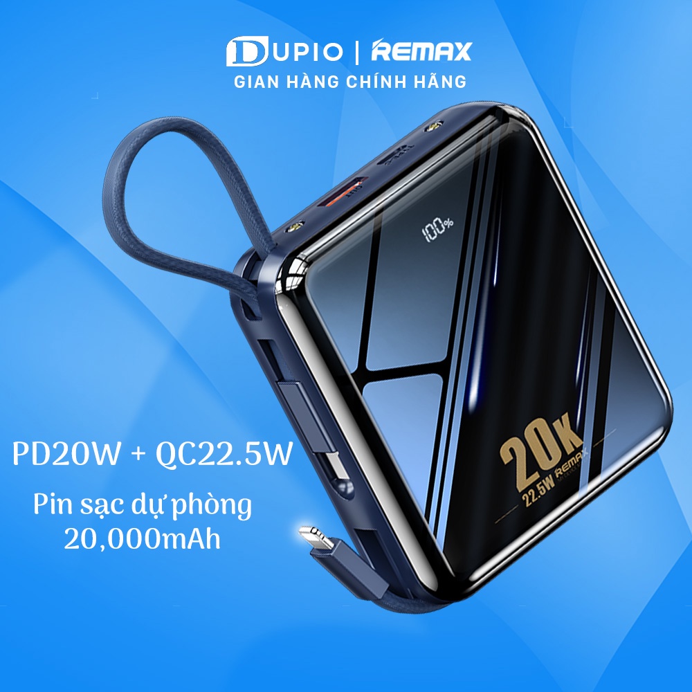 Pin dự phòng sạc nhanh DUPIO Remax PDP01 20000mah type c cute nhỏ gọn có đèn báo