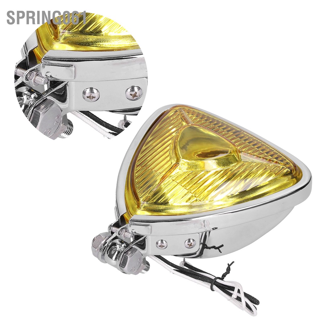 Ống kính màu vàng hình tam giác đèn pha xe máy 12V 55W M10 Cho Xe Mô Tô 【Spring061】