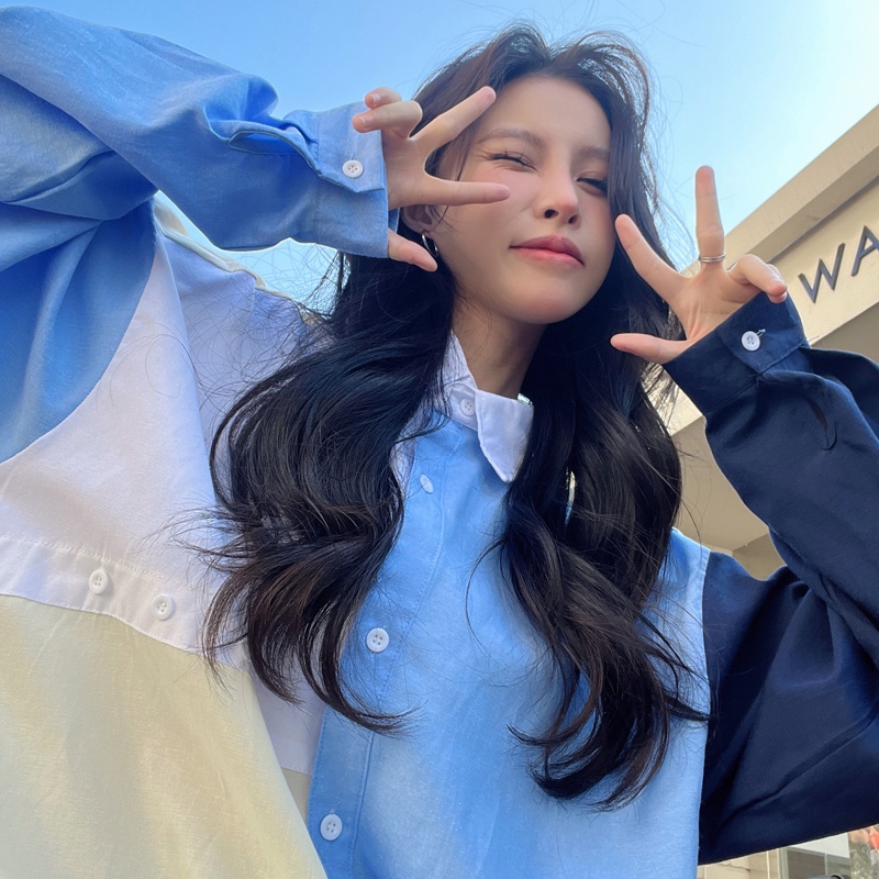 Áo sơ mi SUXI cổ bẻ dáng rộng thời trang mùa xuân cho nữ