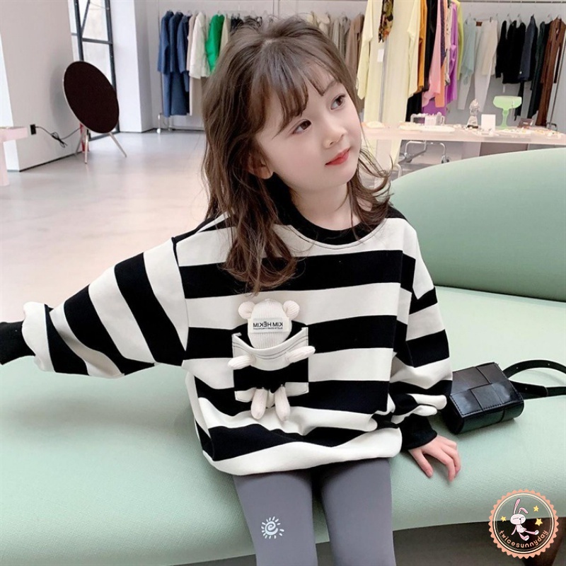 Áo Hoodie Tay Dài In Hình Gấu Hoạt Hình Dành Cho Bé Gái