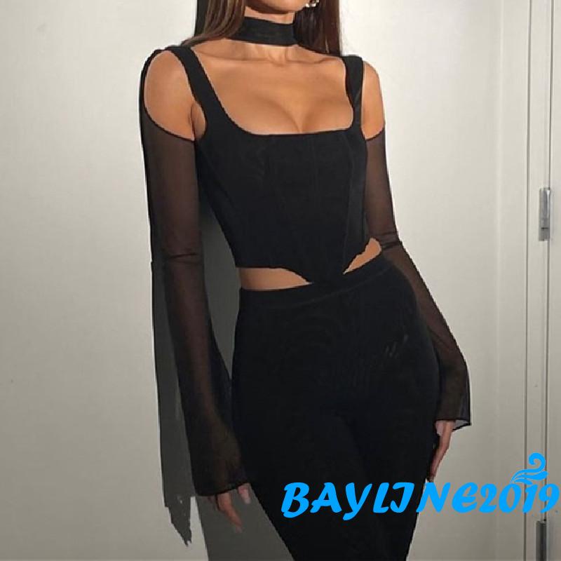 Áo Lửng Tay Dài Màu Sắc Thời Trang Quyến Rũ Cho Nữ