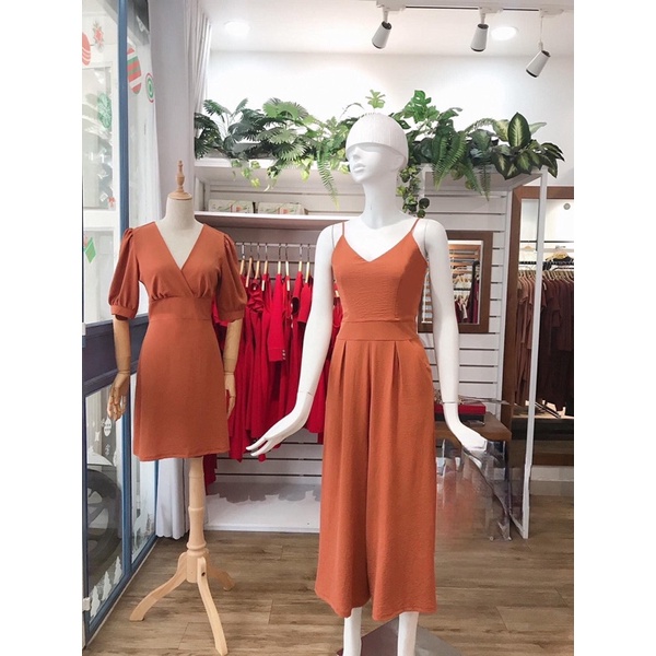 FF320 Jump suit 2 dây ống rộng form dài