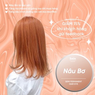 (Tặng Bodymist) Thuốc nhuộm tóc màu nâu bơ không tẩy (kèm trợ nhuộm, găng tay)