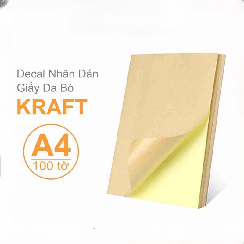 Giấy Decal A4 da bò ( xấp 100 tờ )