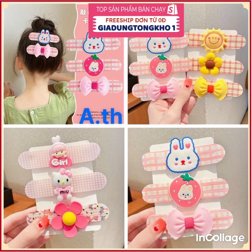 PVN47913 Set 3 Kẹp Tóc Kiểu Dáng Hoạt Hình Xinh Xắn Cho Bé Gái 2022 Giá Rẻ