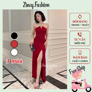 Đầm xẻ tà dáng dài 2 dây đá chéo, váy dự tiệc nữ sexy sang chảnh Zincy DACHEO002