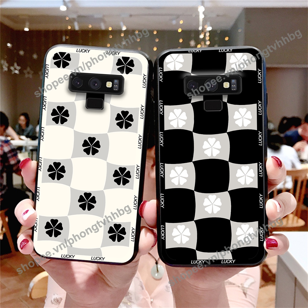 Ốp lưng Samsung Note 8 / Samsung Note 9 caro mẫu hoa trắng đen cực đẹp cute giá rẻ