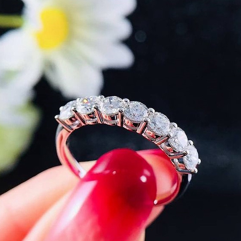 Nhẫn Đính Hôn Đính Đá Zircon Màu Bạc Thời Trang Chất Lượng Cao Cho Nữ