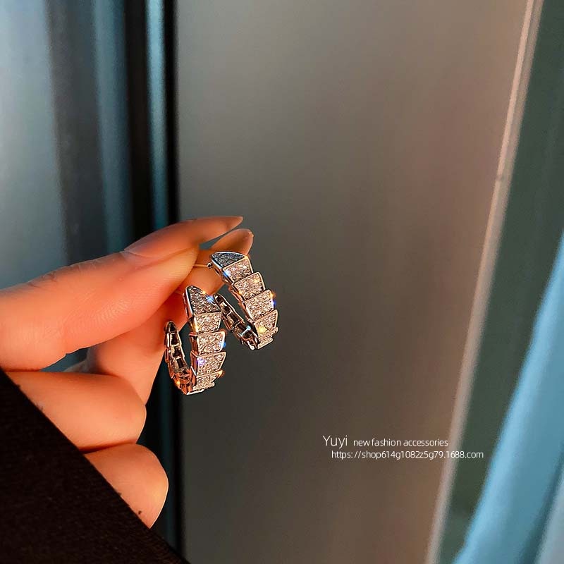 Bông Tai Mạ Bạc Đính Kim Cương Đơn Giản Dành Cho Nữ