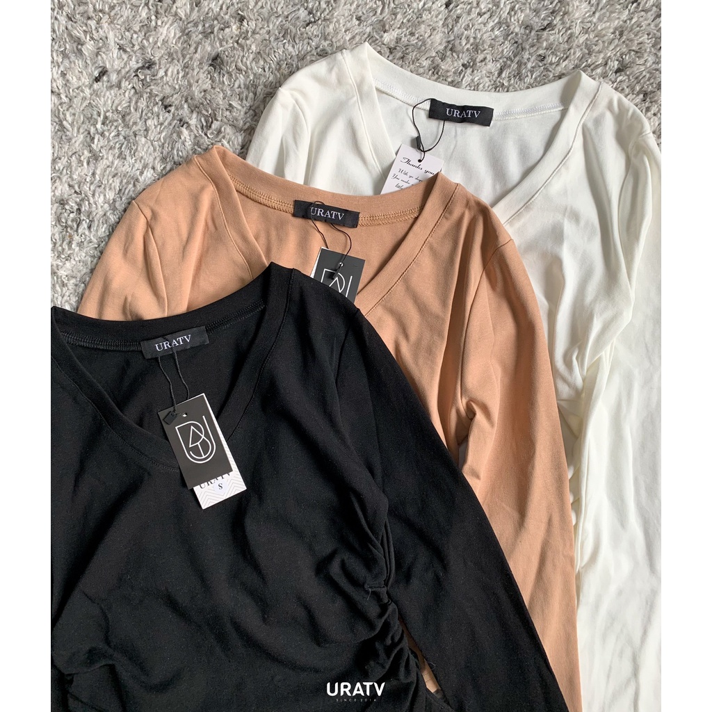 [ẢNH THẬT-CÓ SẴN] Áo cổ tim tay dài Uratv