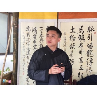 áo dài ông đồ đen mừng thọ