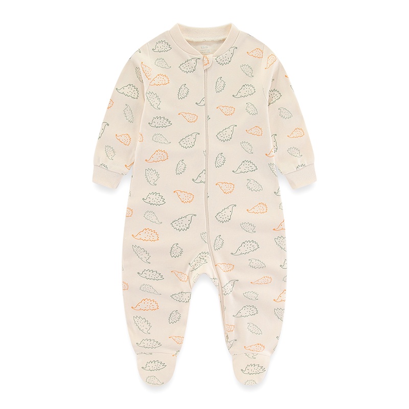 Bộ Áo Liền Quần Tay Dài 100% cotton Mềm Mại In Họa Tiết Hoạt Hình Có Khóa Kéo Cho Bé Sơ Sinh