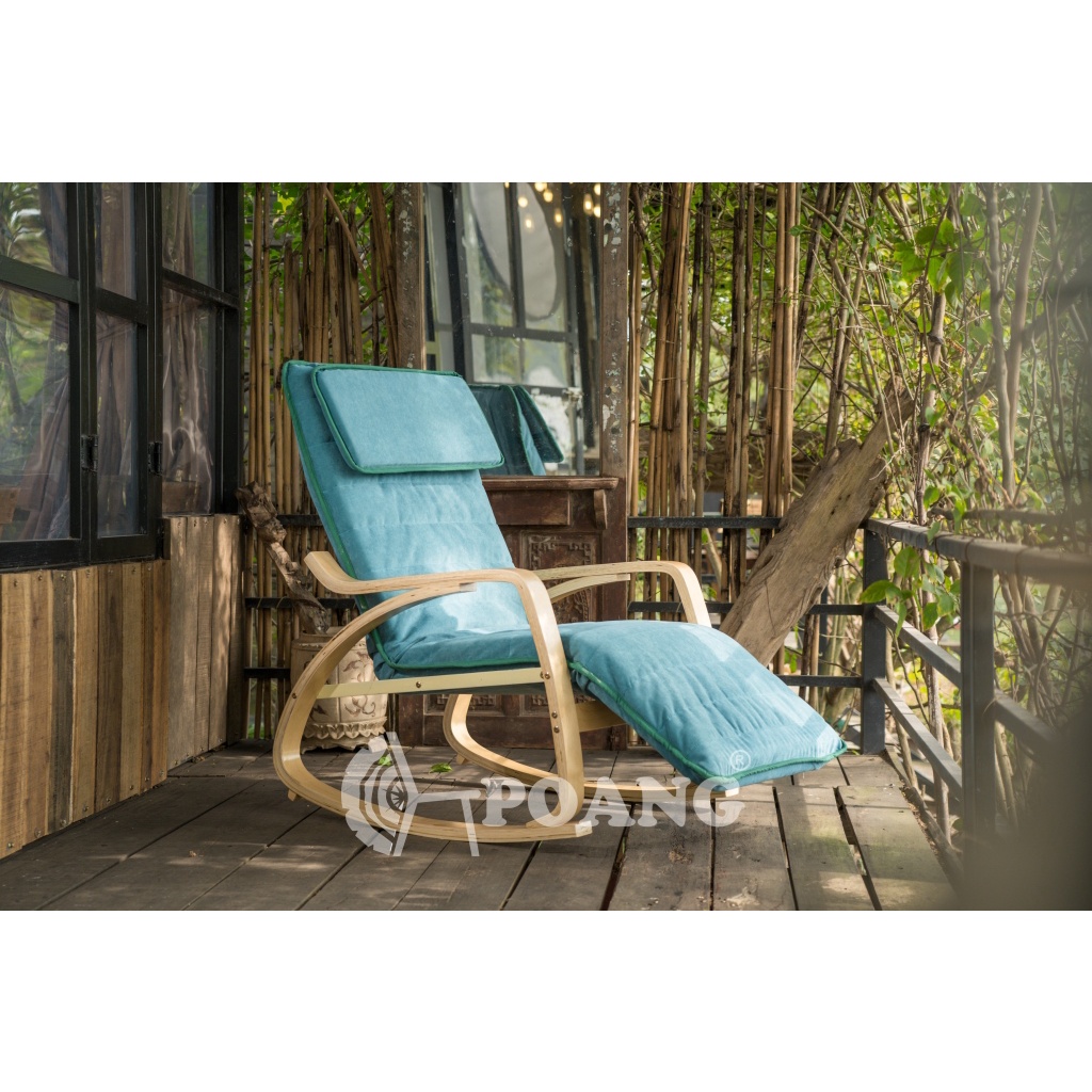 Ghế thư giãn | POANG ROCKING CHAIR | plywood óc chó/bạch dương | xanh | R67xS162xC86 cm