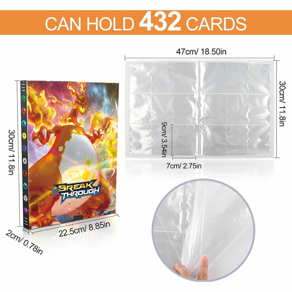 Sổ đựng thẻ bài pokemon 432 lá 9 ngăn họa tiết hoạt hình dành cho trẻ em