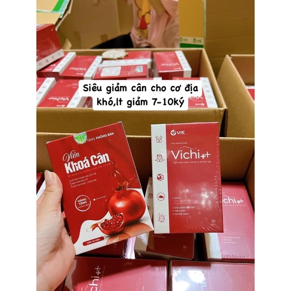 Giảm cân Vichi+ hộp 30 ngày tặng kèm 30v Viên khoá 7-10 cân chuyên trị cơ địa chai lờn