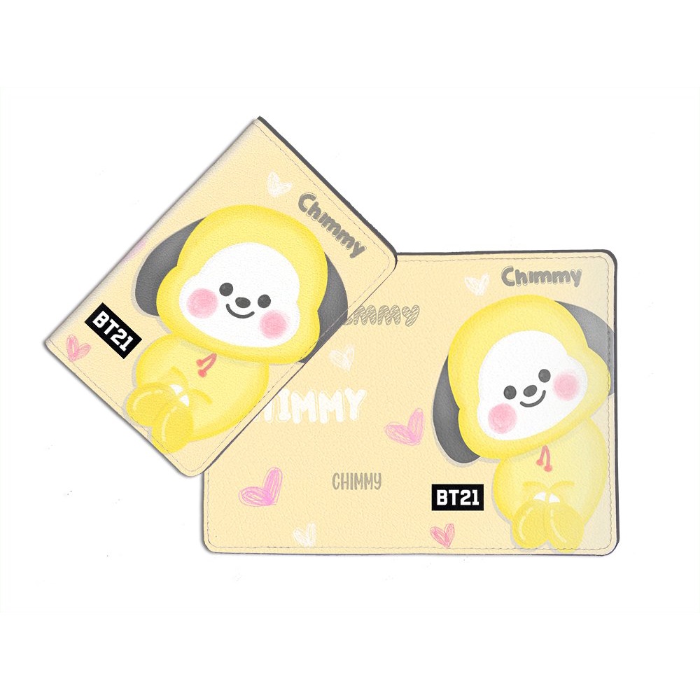 Bao da passport/hộ chiếu cao cấp in hình Chibi BT21 BTS Siêu cute