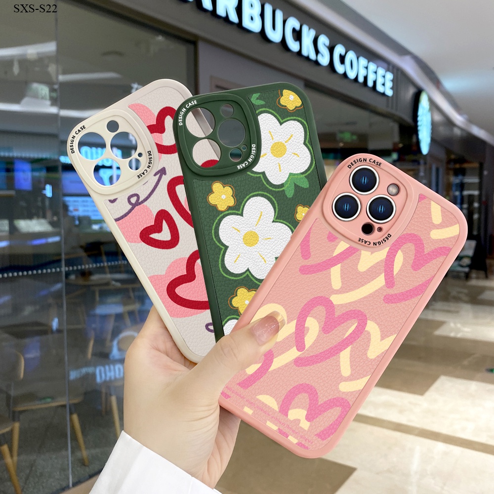 Samsung Galaxy S22 S21 S20 FE Plus Ultra S22+ S21+ S20+ 5G Cho Ốp lưng điện thoại In Hình Lambskin Flowers Love Heart