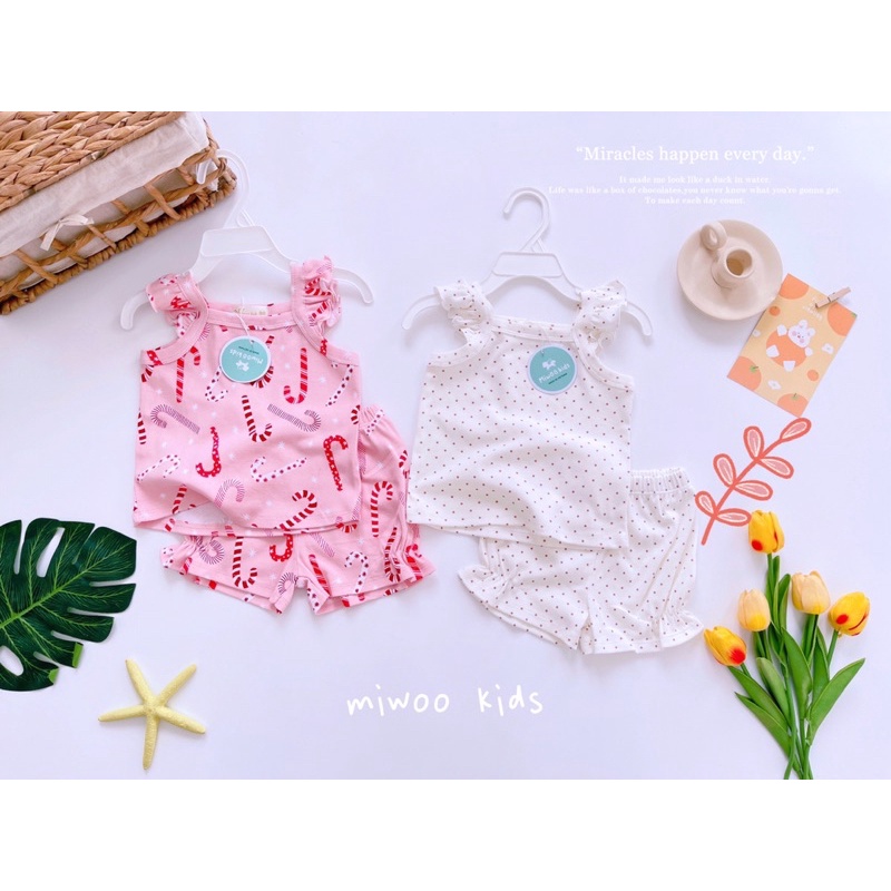 Đồ bộ dễ thương bé gái ❤️ freeship ❤️ bộ cotton bozip ngắn tay cho bé miwoo kids