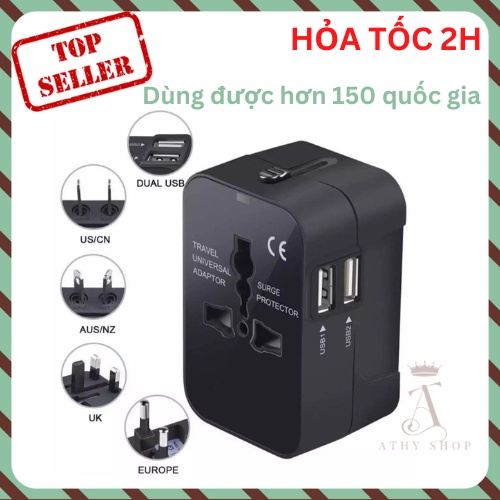 PHÍCH CẮM DU LỊCH CHUYỂN ĐỔI QUỐC TẾ ĐA NĂNG ổ điện chấu singapore châu âu mỹ úc anh thái lan có cổng USB ATHY shop
