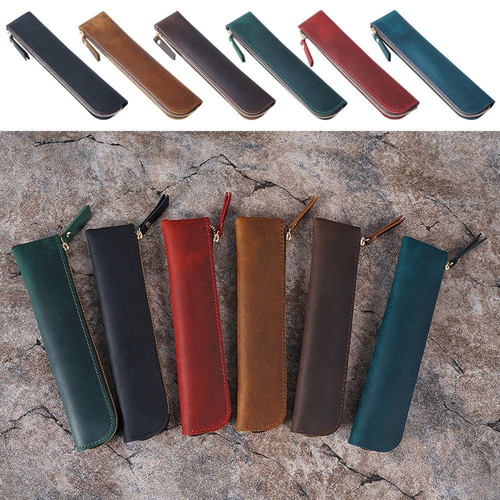 Túi Đựng Bút Bằng Da Phong Cách Retro Nhỏ Gọn