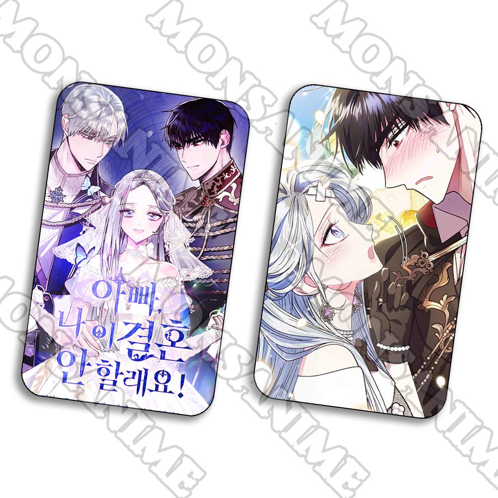 Ảnh card bo góc in hình CHA, CON KHÔNG MUỐN KẾT HÔN ver BA NGƯỜI manhua thẻ bo viền 5*8cm anime chibi