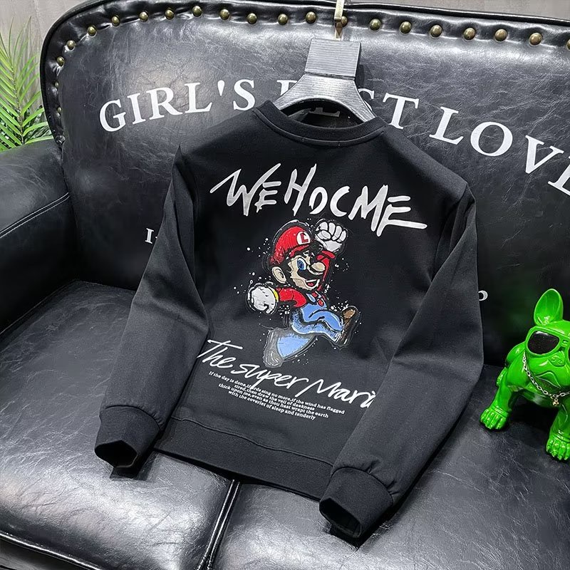 Áo Sweater Tay Dài Dáng Ôm In Họa Tiết Hoạt Hình Và Chữ Phong Cách Đường Phố Thời Trang Xuân Thu Cho Nam