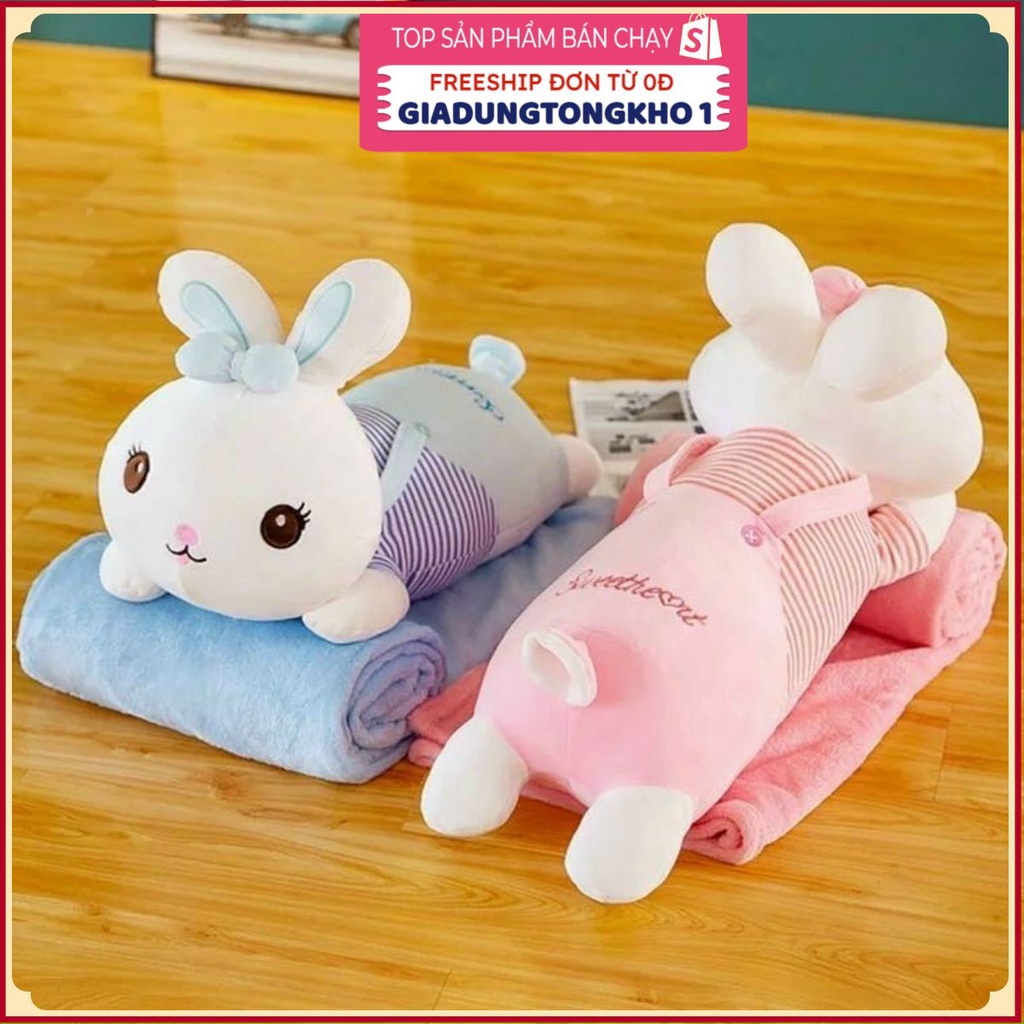 Chăn gối 2 in 1 hình thỏ đáng yêu văn phòngGIADUNGTONGKHO1Gấu bông thỏ ôm ngủ, gấu bông kèm chăn, gấu bông thỏ có mền