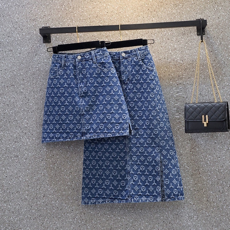 Hàng Có Sẵn!Lv!Đầm Denim Lưng Cao Thời Trang 2022
