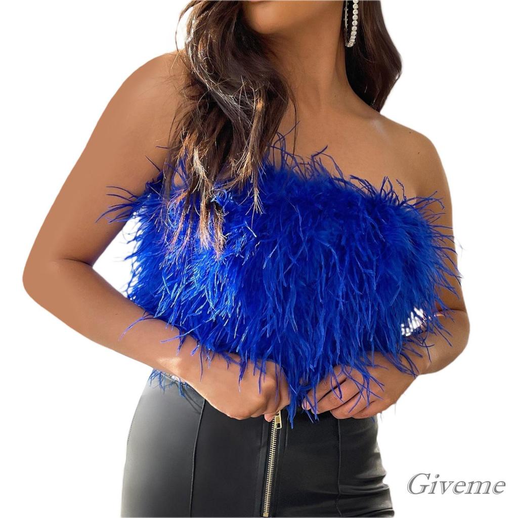 Áo Croptop Lông Xù Màu Trơn Không Tay Phối Khóa Kéo Cho Nữ