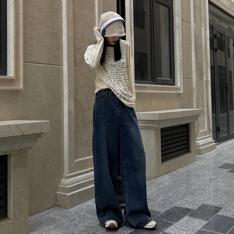 Quần jeans rộng suông retro
