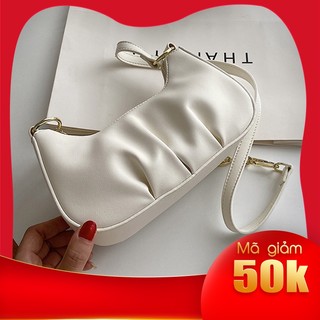 Túi xách nữ kẹp nách dự tiệc, đi chơi da PU cao cấp mềm mịn sang trọng dây xích xếp ly kích thước 22x11cm hot 2023 Jang