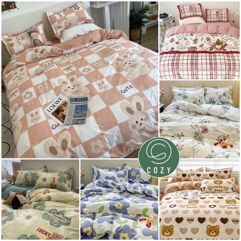 Chăn ga gối cotton poly họa tiết thổ cẩm đủ size đệm màu sắc tươi sáng ga giường hàn quốc nhập khẩu COZY HOME