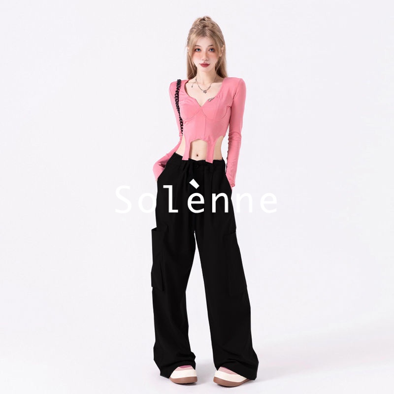 ISAHINI quần ống rộng quần nữ quần baggy nữ quần tây nữ lưng cao 03Z23011107