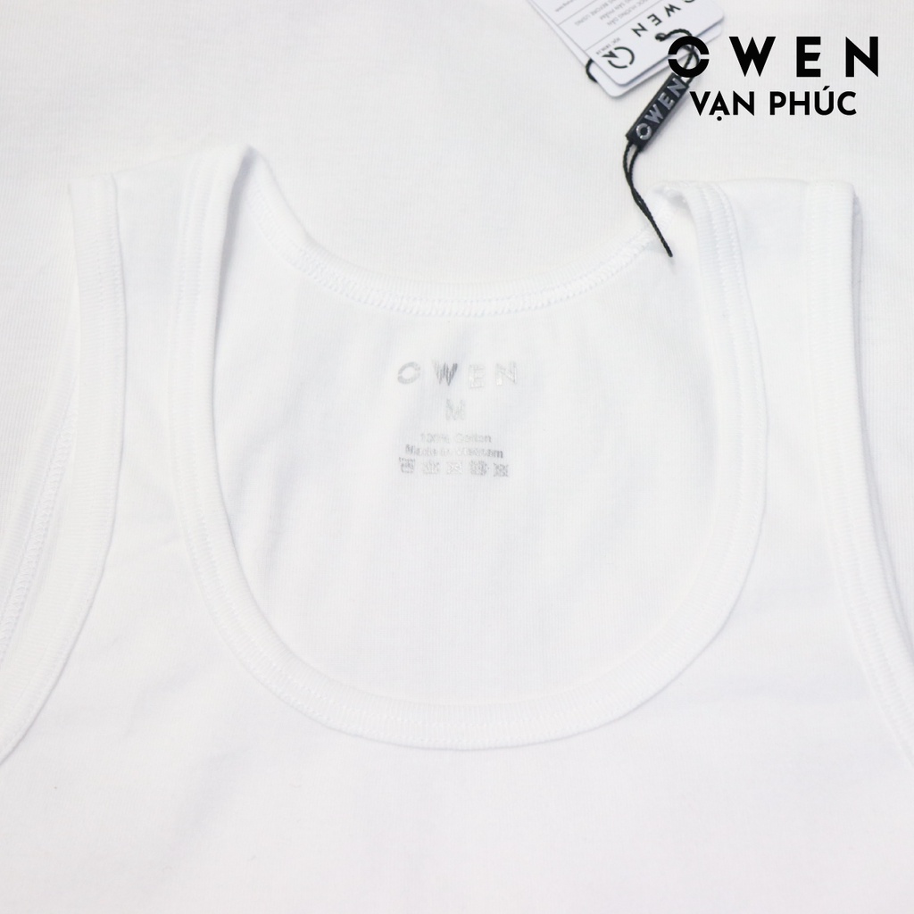 Áo Ba Lỗ Nam Owen TTMV220564 Và LAW232583 Với Chất Vải 100% Cotton Co Giãn ,Màu Trắng Trơn Tối Giản Form Dáng Slim Fit