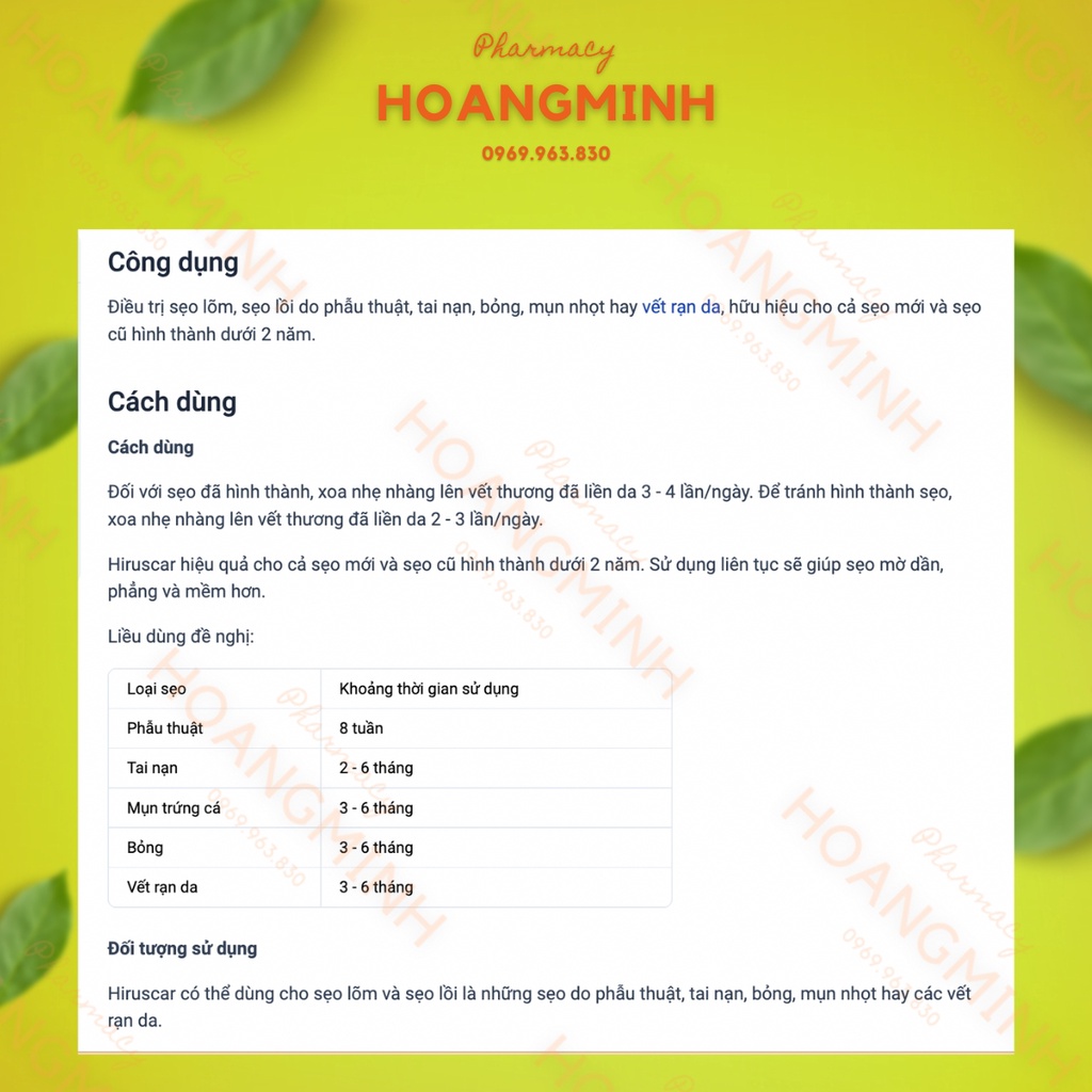 GEL HIRUSCAR KIDS  Cải Thiện Sẹo Do Vết Thâm, Vết Cắt, Vết Thương Và Ngứa Do Côn Trùng Cắn