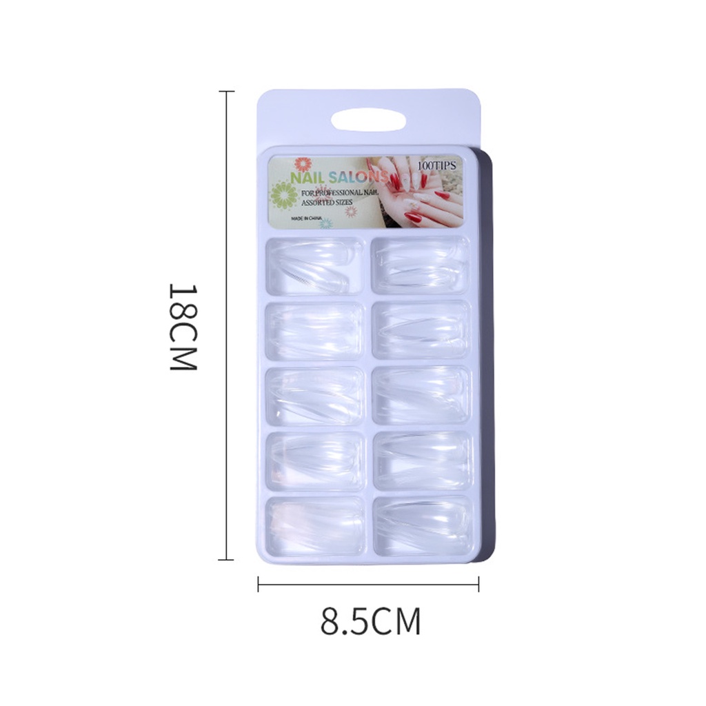 Hộp 100 Móng Tay Giả Trong Suốt Siêu Mỏng Không Gây Hại Cho Salon