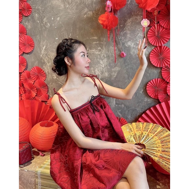 đầm babydoll suông gấm