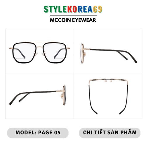 Kính MCCOIN Page 05 chống ánh sáng xanh, kính unisex kiểu phi công Hàn Quốc cá tín, sang chảnh