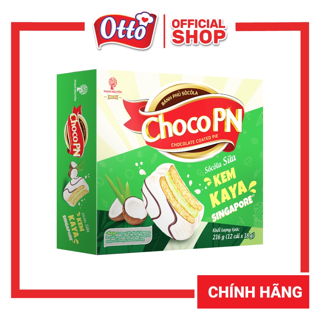 Bánh phủ socola Choco PN Kem Kaya 216G | Bánh ăn vặt Socola | Đồ ăn vặt