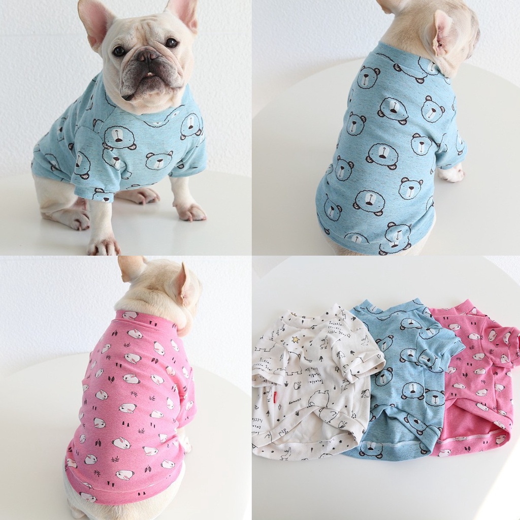 Phim hoạt hình in quần áo Bulldog cộng với kích thước quần áo thú cưng cho chó béo