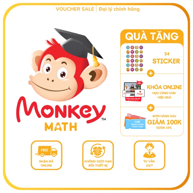 Monkey Math ( Bổ Trợ) Toàn Quốc E-Voucher - Voucher Mã Học Phần Mềm Toán  Tiếng Anh - Mixasale