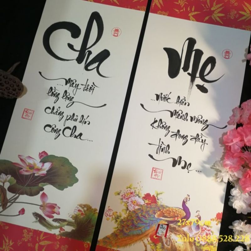 Combo 2 Bức Tranh Viết Thư Pháp đầu năm đẹp với chữ bất kì