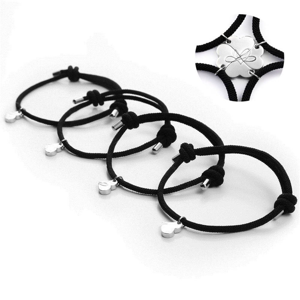 Vòng Đeo Tay Dệt Kim Từ Tính Cỏ Bốn Lá Sáng Tạo Tốt 4 Người