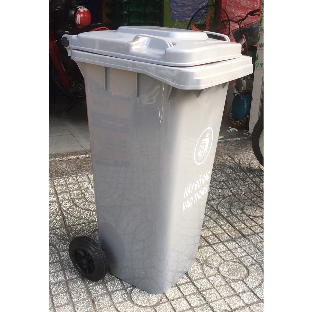 Thùng rác nhựa 120 lít , Thùng rác nhựa HDPE 120 Lít có bánh xe