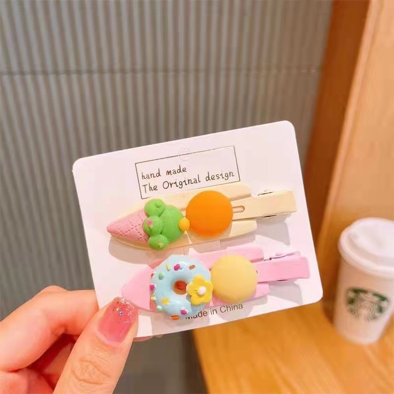 Kẹp Tóc Mỏ Vịt Hình Bánh Kem / Trái Tim Dễ Thương Thời Trang Mùa Hè Cho Bạn Gái
