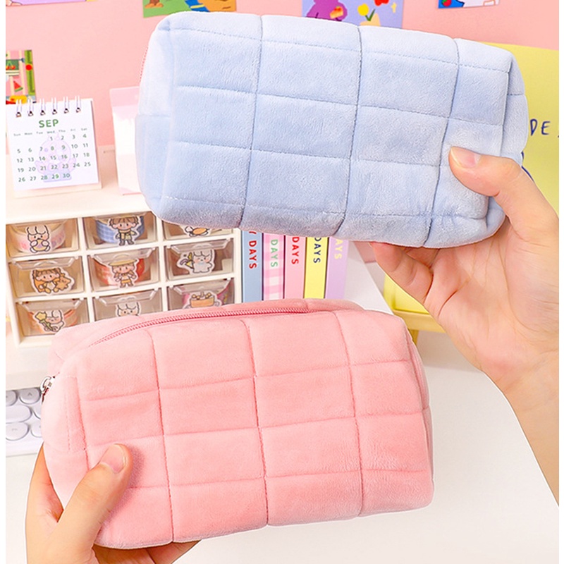 Túi Bông Mềm Đựng Mỹ Phẩm / Trang Sức / Đồ Dùng Cỡ Lớn Có Khóa Kéo Tiện Dụng Mang Theo Du Lịch / Trường