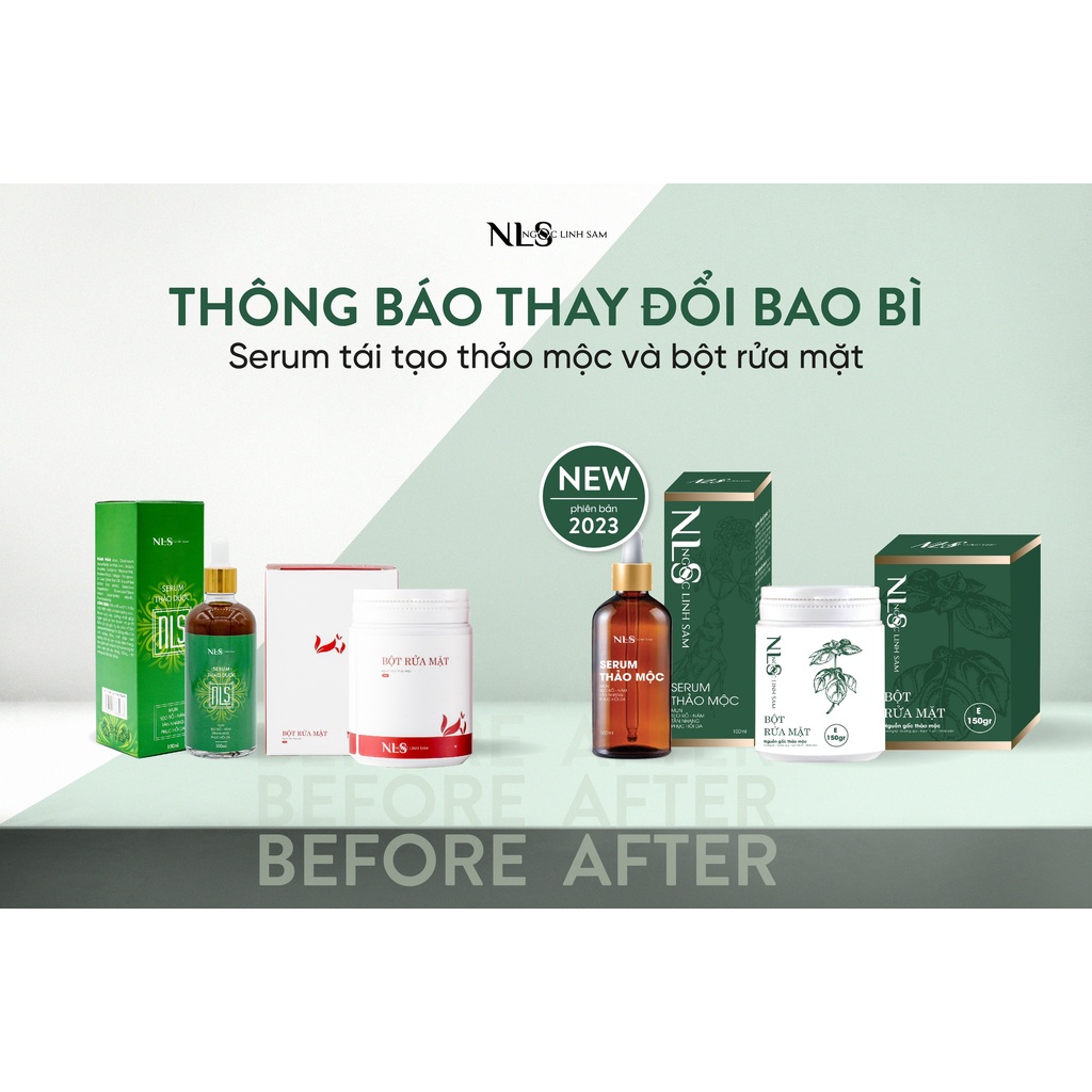 Combo SERUM THẢO DƯỢC, BỘT RỬA MẶT NLS Mụn - Nám - Tàn Nhang 100ml