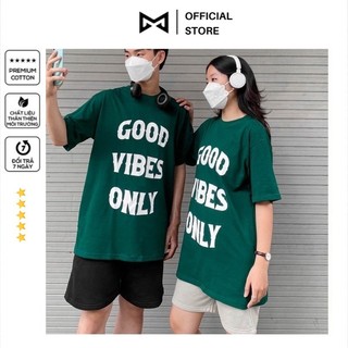 Áo thun tay lỡ Good Vibes Only form rộng unisex, áo phông nam nữ Xanh lá hot trend 2022
