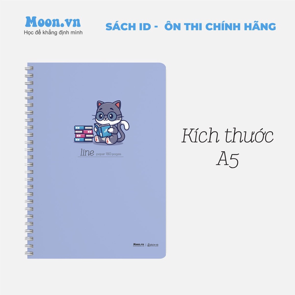 Sổ A5 lò xo ruột kẻ ngang 180 trang Moonbook | Sách ID