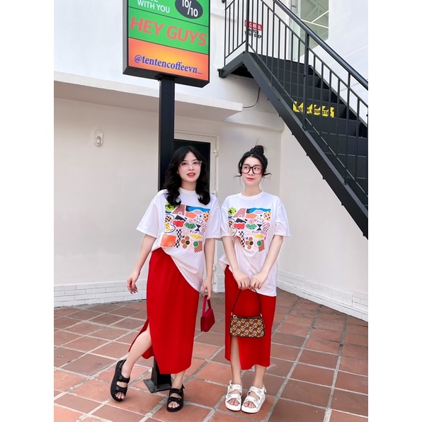 NHIPHANSTORE - Set Váy Đỏ Suông Áo Trắng Tet 🧧